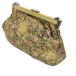 Vintage granny style carpet tapestry floral print purse bag